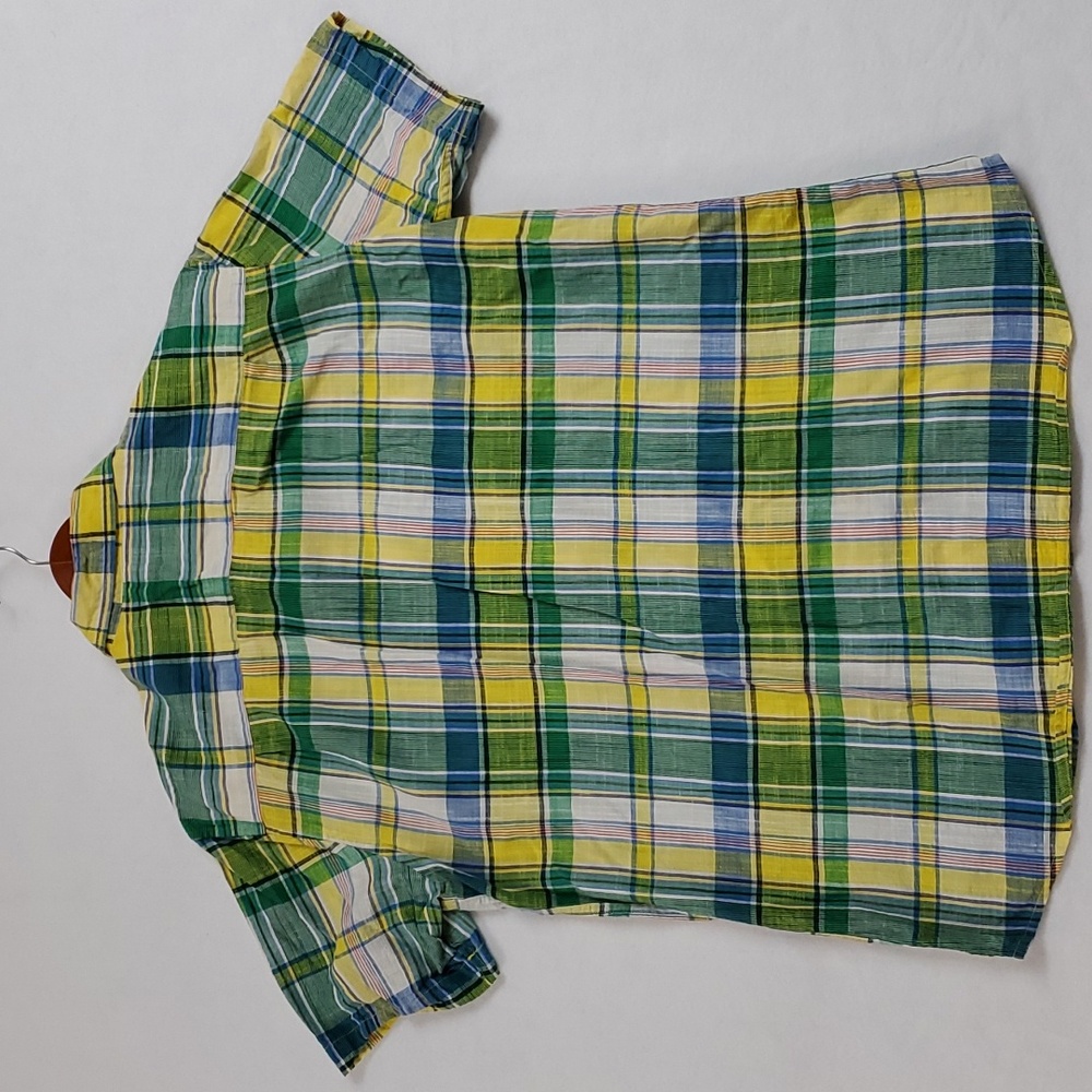 G&M Large Multicolor Plaid Men's Short Sleeve Shirt - Picture 3 of 7